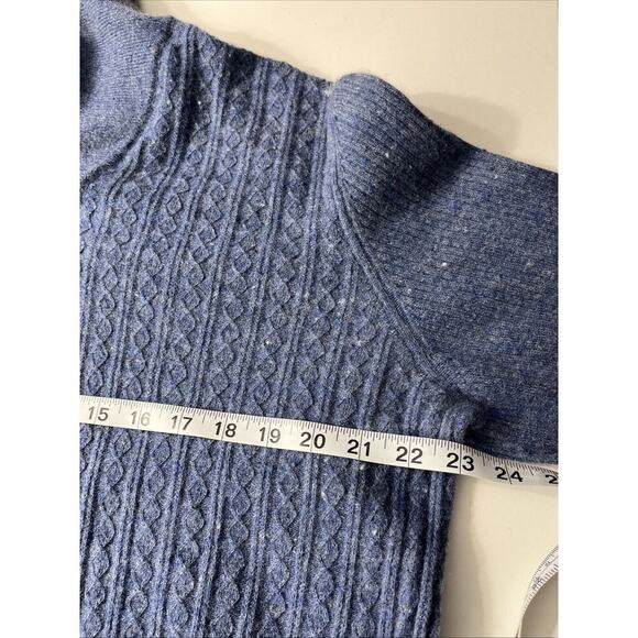 Joseph Abboud Blue Wool Blend Cable Knit Sweater XL Mens Elbow Patches Preppy - Picture 8 of 9